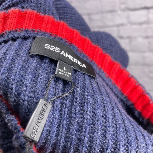 New‎ 525 America Large L Revolve Blue Ribbed Knit Crop Slim Fit Pullover Sweater - Picture 3 of 4